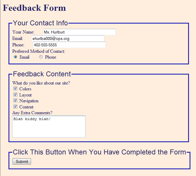 form when filled out