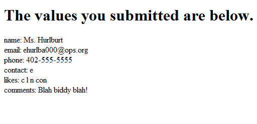 form when submitted